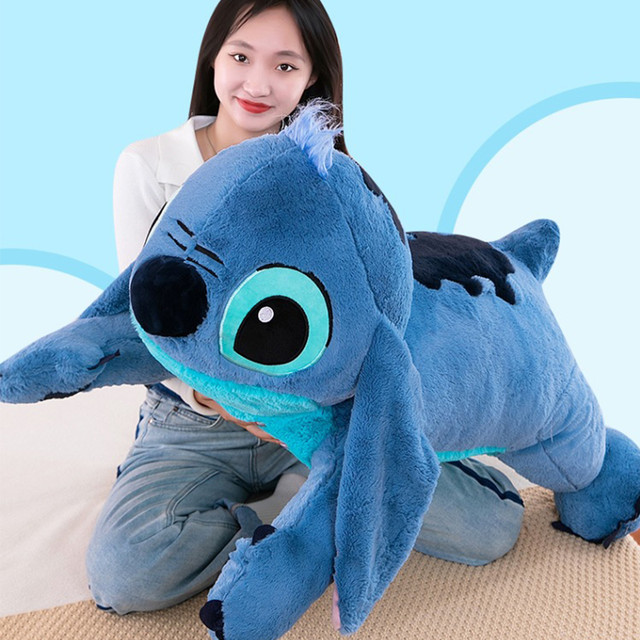 40/55/75cm Stitch Doll Disney Plush Toys Lilo&Stitch Plush Stuffed Doll  Soft Pillow Prone Posture Dark/Light Blue Cute Kids Gift